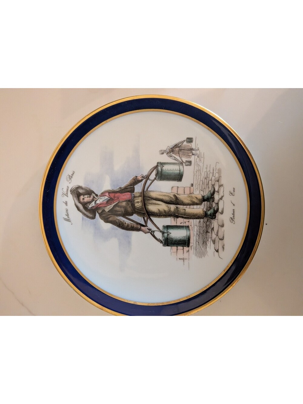 Echt Cobalt Bavaria Porcelain Figural Plate 8" Blue/Gold Rim